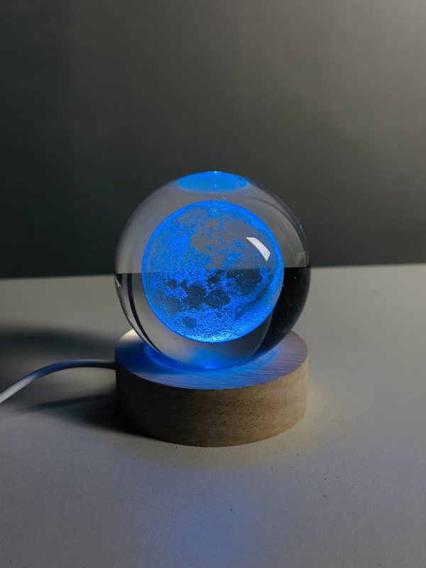 3D Color Changing LED Crystal Ball – Moon - Image 6