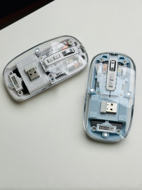 GearUP WM30 Transparent Crystal 2.4G + Bluetooth Magnetic Wireless Mouse- Blue Color - Image 2