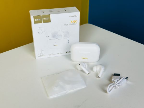 Hoco EW56 Plus ANC True Wireless Earphones – White Color - Image 4